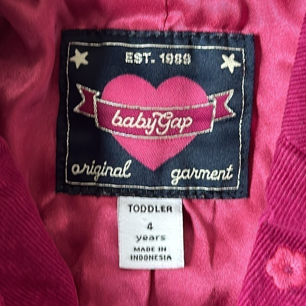 babyGap jacket size 4 toddler cranberry colored lined floral design - Picture 4 of 10